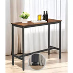 Table de bar, Table de bar étroite et longue, Table de salle à manger de cuisine, Cadre métallique robuste, Design industriel, Marron rustique