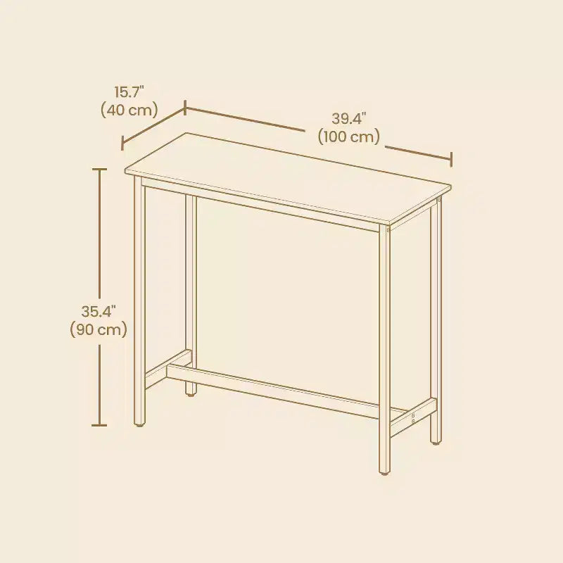 Table de bar, Table de bar étroite et longue, Table de salle à manger de cuisine, Cadre métallique robuste, Design industriel, Marron rustique