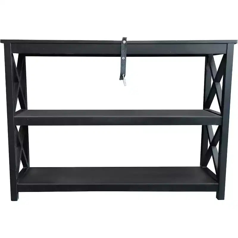 Kings Brand Table Console d'entrée 3 niveaux X-Design avec étagères, Noir