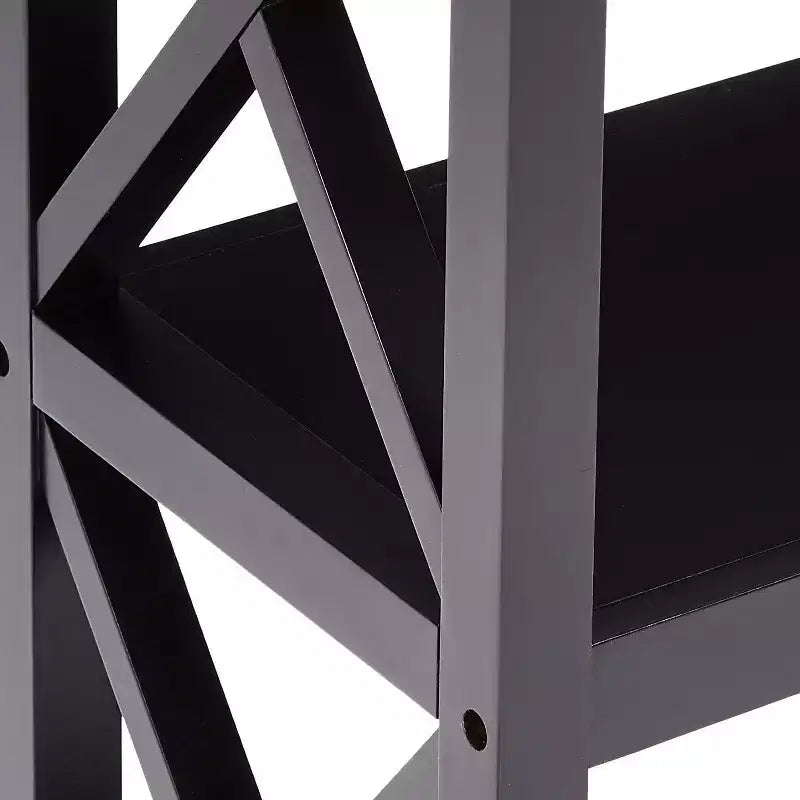 Kings Brand Table Console d'entrée 3 niveaux X-Design avec étagères, Noir