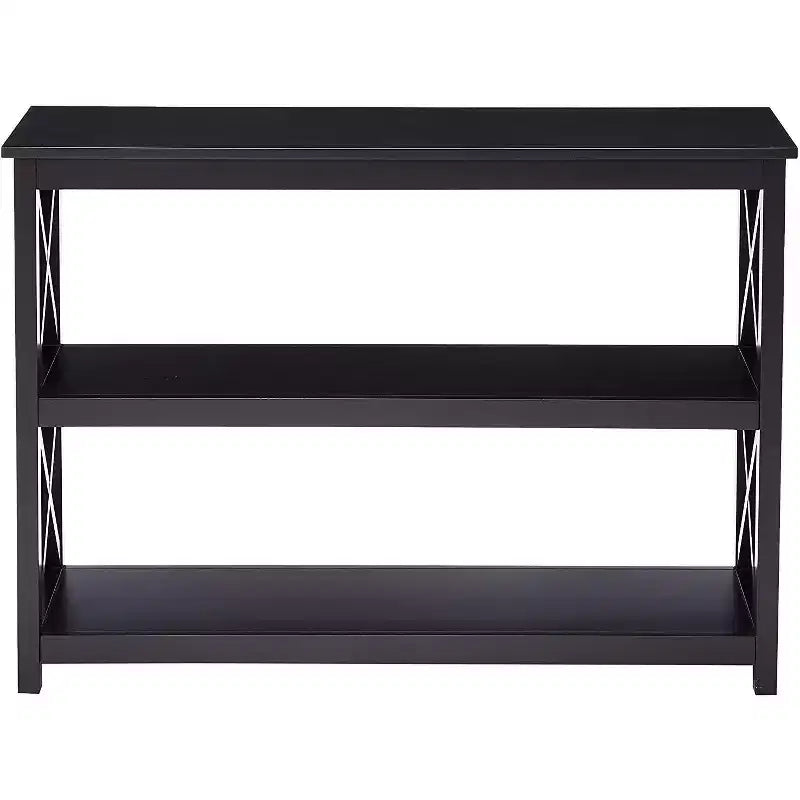 Kings Brand Table Console d'entrée 3 niveaux X-Design avec étagères, Noir