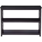 Kings Brand Table Console d'entrée 3 niveaux X-Design avec étagères, Noir