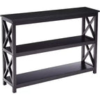 Kings Brand Table Console d'entrée 3 niveaux X-Design avec étagères, Noir