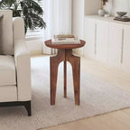 Table d'appoint ronde à 3 pieds en bois de manguier Lira Christopher Knight Home, Noyer