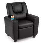 Fauteuil inclinable pour enfants Costway avec porte-gobelet et poche latérale Dossier et repose-pieds réglables Beige/Noir/Rose/Marron