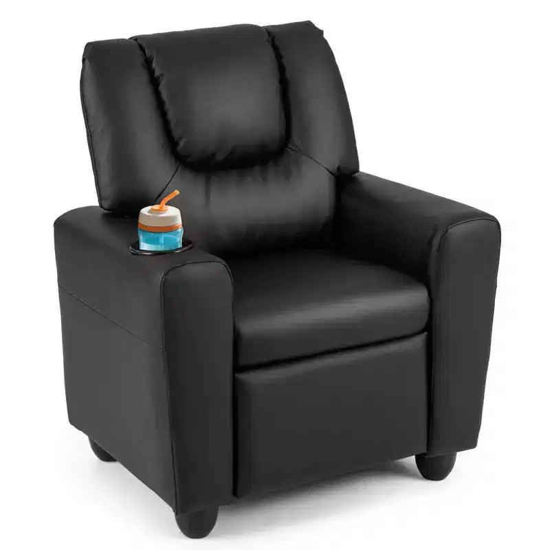 Fauteuil inclinable pour enfants Costway avec porte-gobelet et poche latérale Dossier et repose-pieds réglables Beige/Noir/Rose/Marron