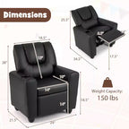 Fauteuil inclinable pour enfants Costway avec porte-gobelet et poche latérale Dossier et repose-pieds réglables Beige/Noir/Rose/Marron