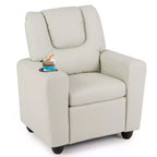 Fauteuil inclinable pour enfants Costway avec porte-gobelet et poche latérale Dossier et repose-pieds réglables Beige/Noir/Rose/Marron