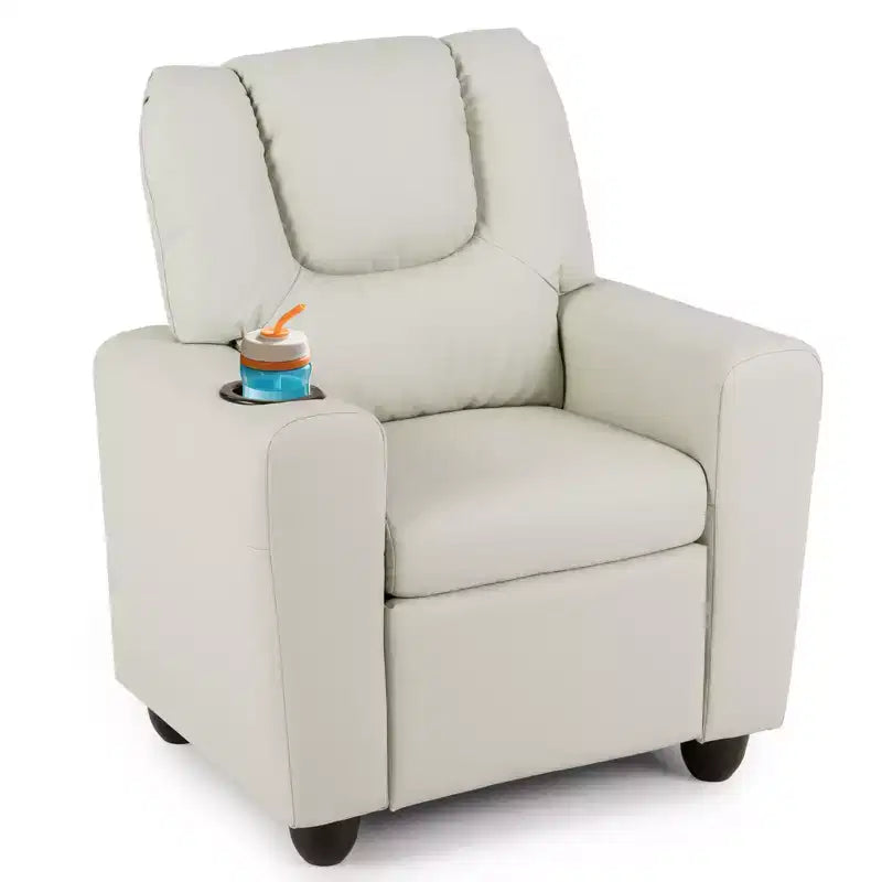 Fauteuil inclinable pour enfants Costway avec porte-gobelet et poche latérale Dossier et repose-pieds réglables Beige/Noir/Rose/Marron