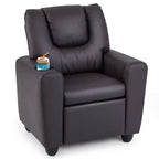 Fauteuil inclinable pour enfants Costway avec porte-gobelet et poche latérale Dossier et repose-pieds réglables Beige/Noir/Rose/Marron