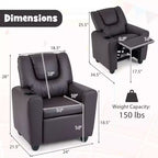 Fauteuil inclinable pour enfants Costway avec porte-gobelet et poche latérale Dossier et repose-pieds réglables Beige/Noir/Rose/Marron