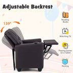 Fauteuil inclinable pour enfants Costway avec porte-gobelet et poche latérale Dossier et repose-pieds réglables Beige/Noir/Rose/Marron