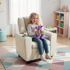 Fauteuil inclinable pour enfants Costway avec porte-gobelet et poche latérale Dossier et repose-pieds réglables Beige/Noir/Rose/Marron