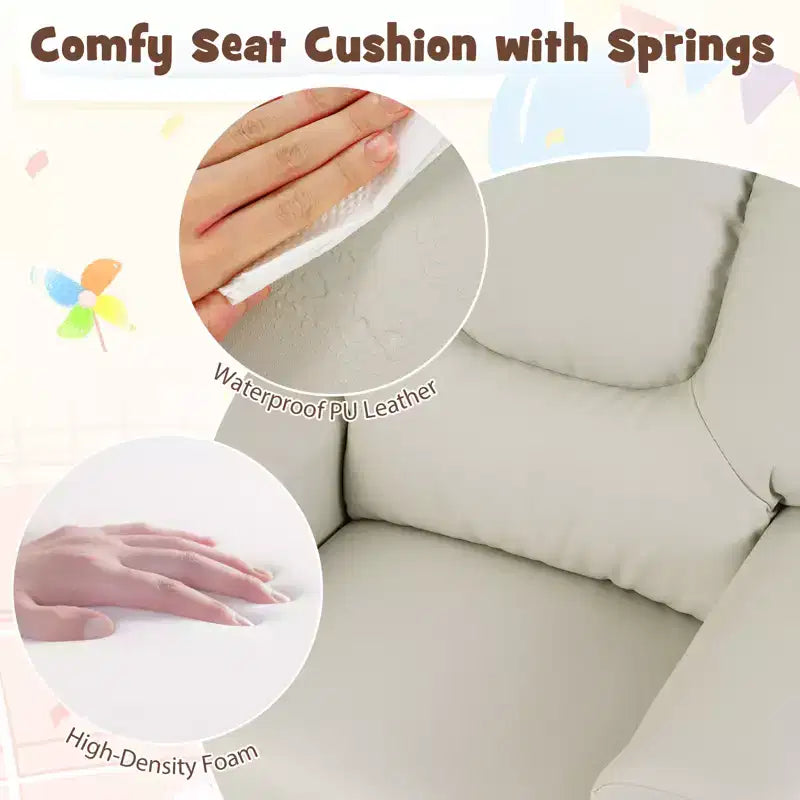 Fauteuil inclinable pour enfants Costway avec porte-gobelet et poche latérale Dossier et repose-pieds réglables Beige/Noir/Rose/Marron
