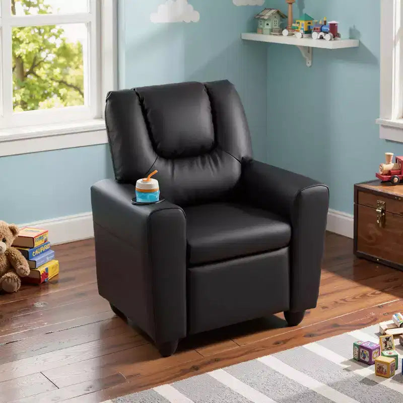 Fauteuil inclinable pour enfants Costway avec porte-gobelet et poche latérale Dossier et repose-pieds réglables Beige/Noir/Rose/Marron
