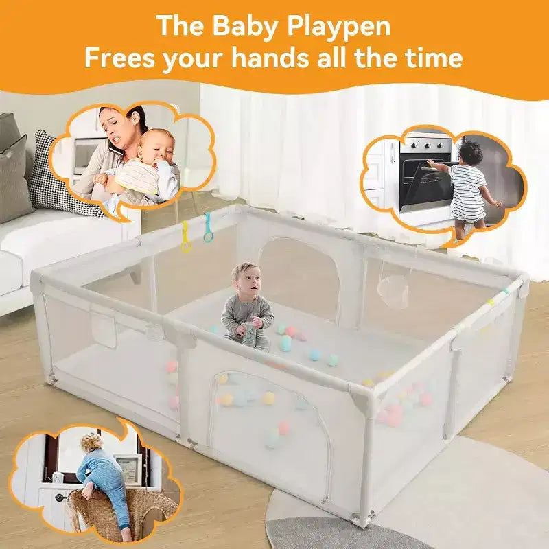 Parc Bébé GOTGELIF 79x63 4 Panneaux Spacieux et Sécurisé Portable