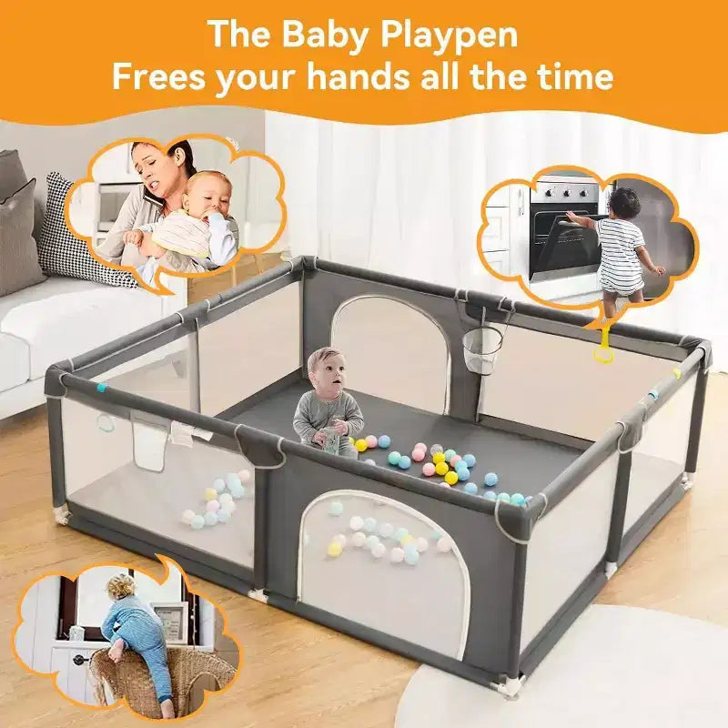 Parc Bébé GOTGELIF 79x63 4 Panneaux Spacieux et Sécurisé Portable