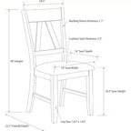 Kings Brand Furniture - Chaises de salle à manger Howell en bois, rembourrées, marron/bleu (lot de 2)