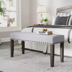 Costway Banc d'entrée rembourré 1/2 pièces de 42,5 po avec garniture cloutée et coussin moelleux pour chambre à coucher