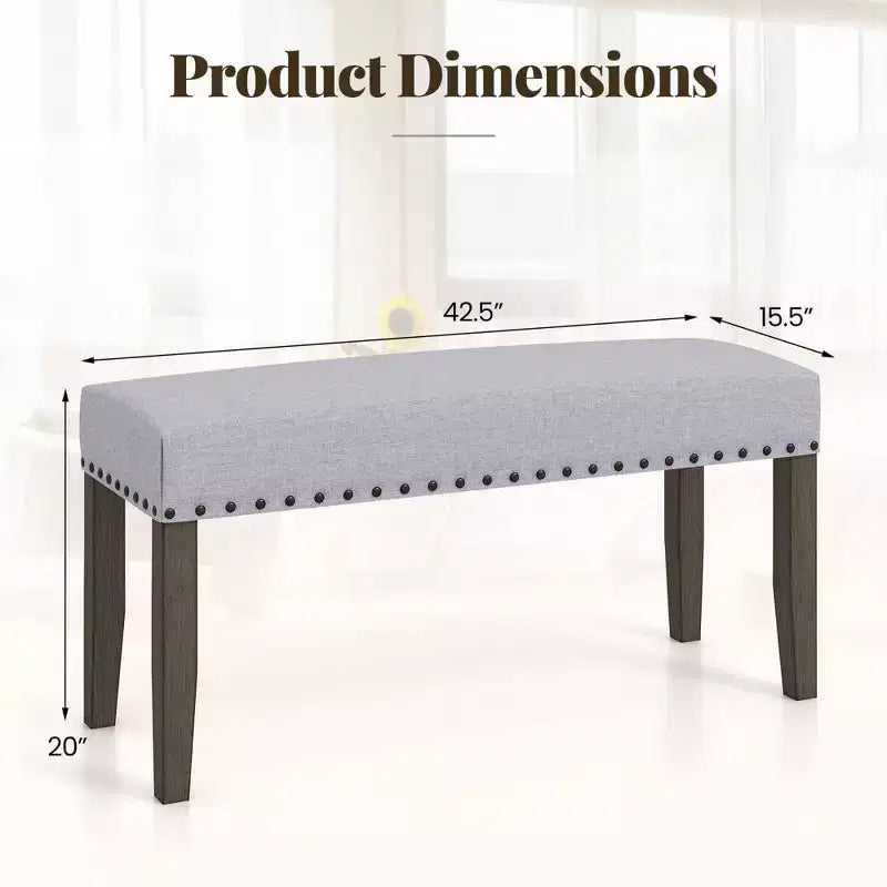 Costway Banc d'entrée rembourré 1/2 pièces de 42,5 po avec garniture cloutée et coussin moelleux pour chambre à coucher