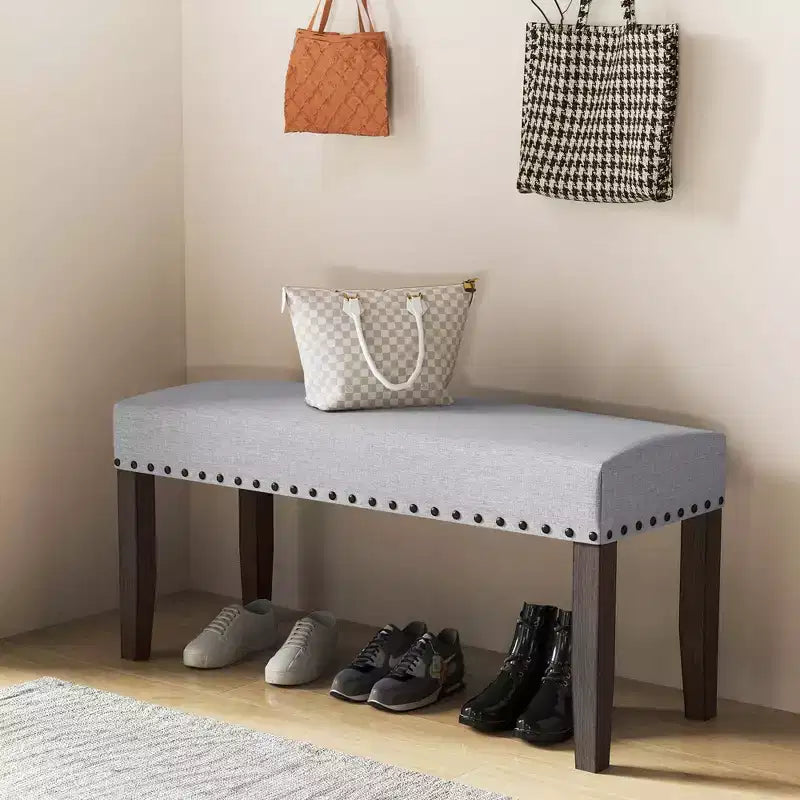 Costway Banc d'entrée rembourré 1/2 pièces de 42,5 po avec garniture cloutée et coussin moelleux pour chambre à coucher