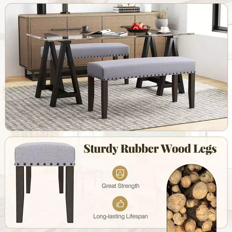 Costway Banc d'entrée rembourré 1/2 pièces de 42,5 po avec garniture cloutée et coussin moelleux pour chambre à coucher