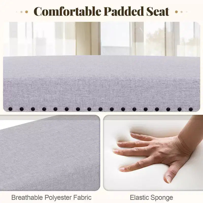 Costway Banc d'entrée rembourré 1/2 pièces de 42,5 po avec garniture cloutée et coussin moelleux pour chambre à coucher