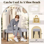 Costway Banc d'entrée rembourré 1/2 pièces de 42,5 po avec garniture cloutée et coussin moelleux pour chambre à coucher