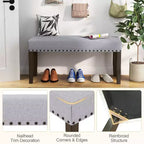 Costway Banc d'entrée rembourré 1/2 pièces de 42,5 po avec garniture cloutée et coussin moelleux pour chambre à coucher