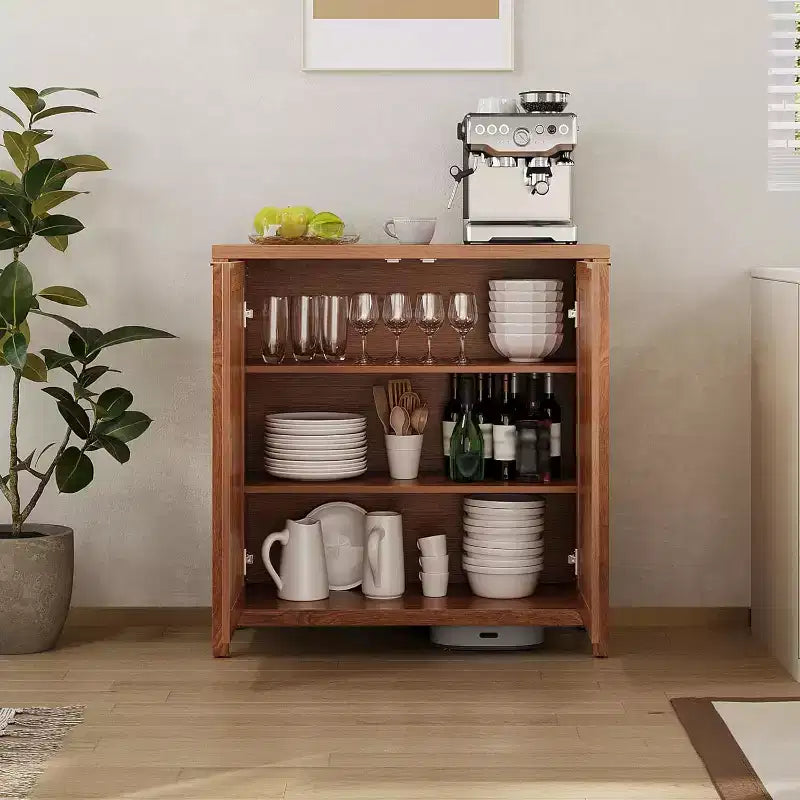 Buffet en rotin - Grand meuble de rangement de cuisine avec rangements en rotin