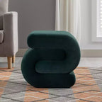 GDFStudio Mina Pouf en velours et bois en forme de S, 20W