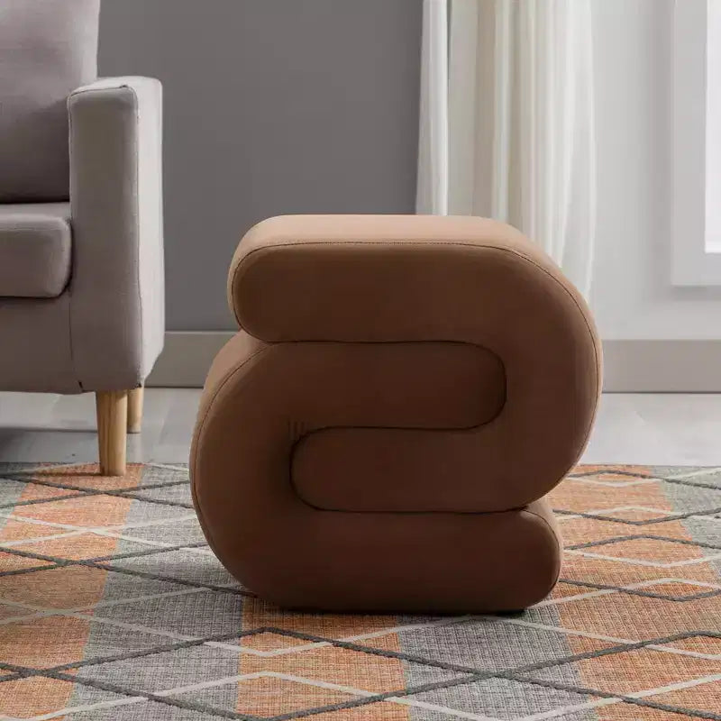 GDFStudio Mina Pouf en velours et bois en forme de S, 20W