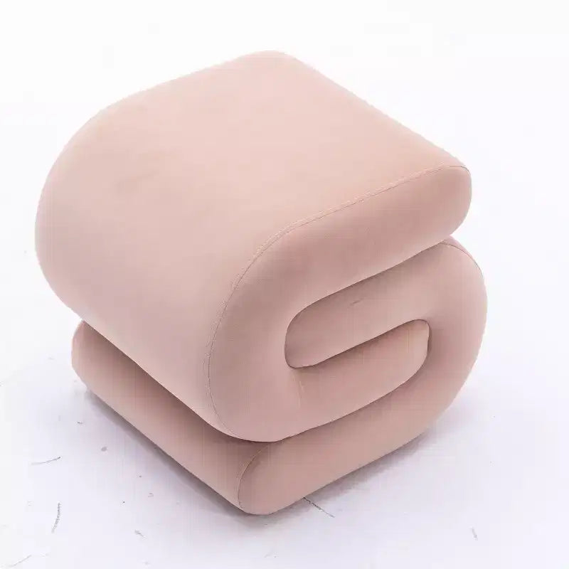 GDFStudio Mina Pouf en velours et bois en forme de S, 20W