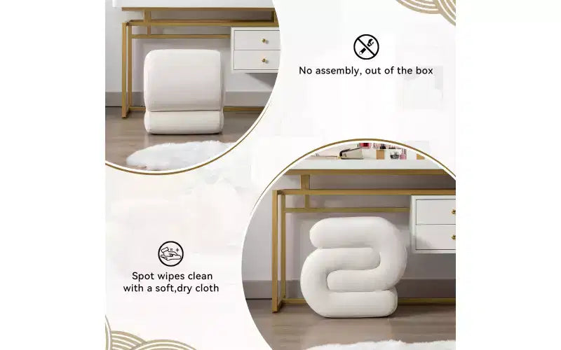 GDFStudio Mina Pouf en velours et bois en forme de S, 20W