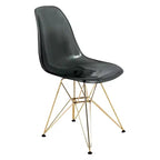 Ensemble de salle à manger 5 pièces LeisureMod avec table de salle à manger ronde de 35 po à piédestal en fer et 4 chaises d'appoint en plastique ABS avec base dorée
