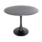 Ensemble de salle à manger 5 pièces LeisureMod avec table de salle à manger ronde de 35 po à piédestal en fer et 4 chaises d'appoint en plastique ABS avec base dorée