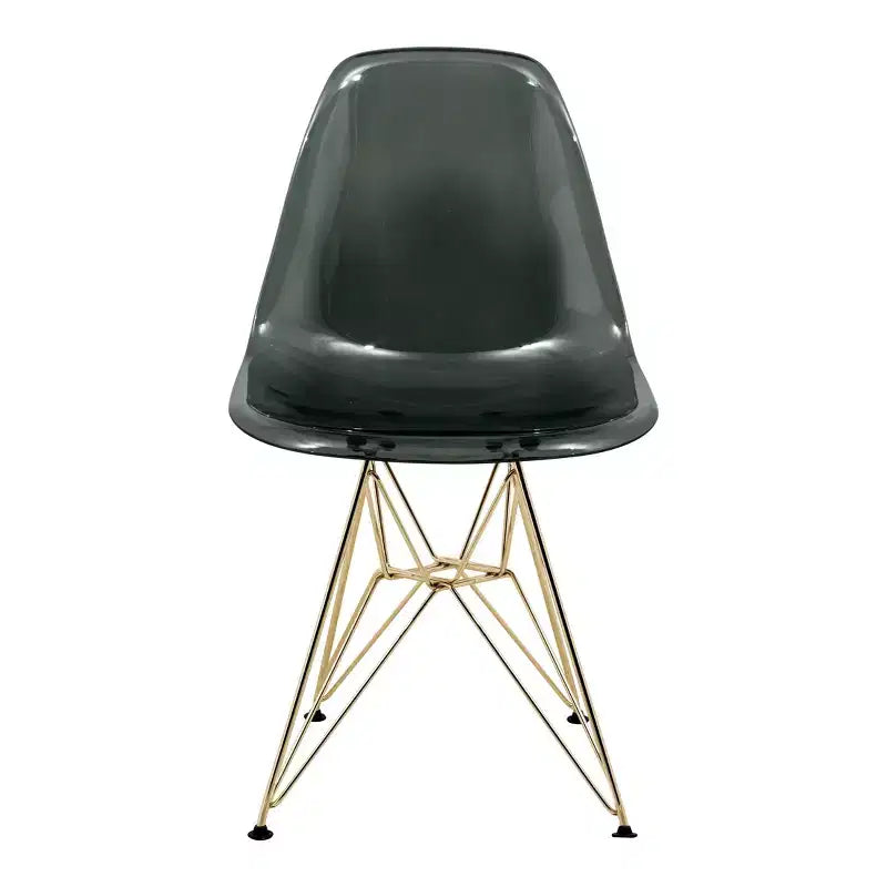 Ensemble de salle à manger 5 pièces LeisureMod avec table de salle à manger ronde de 35 po à piédestal en fer et 4 chaises d'appoint en plastique ABS avec base dorée