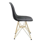 Ensemble de salle à manger 5 pièces LeisureMod avec table de salle à manger ronde de 35 po à piédestal en fer et 4 chaises d'appoint en plastique ABS avec base dorée