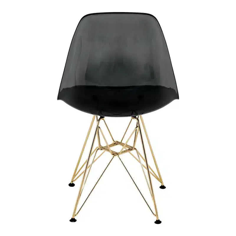 Ensemble de salle à manger 5 pièces LeisureMod avec table de salle à manger ronde de 35 po à piédestal en fer et 4 chaises d'appoint en plastique ABS avec base dorée
