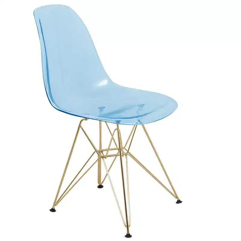 Ensemble de salle à manger 5 pièces LeisureMod avec table de salle à manger ronde de 35 po à piédestal en fer et 4 chaises d'appoint en plastique ABS avec base dorée