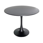Ensemble de salle à manger 5 pièces LeisureMod avec table de salle à manger ronde de 35 po à piédestal en fer et 4 chaises d'appoint en plastique ABS avec base dorée