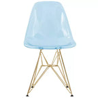 Ensemble de salle à manger 5 pièces LeisureMod avec table de salle à manger ronde de 35 po à piédestal en fer et 4 chaises d'appoint en plastique ABS avec base dorée