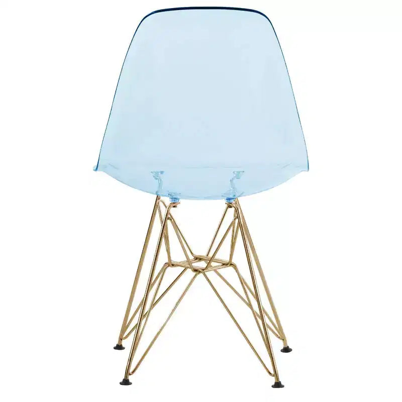 Ensemble de salle à manger 5 pièces LeisureMod avec table de salle à manger ronde de 35 po à piédestal en fer et 4 chaises d'appoint en plastique ABS avec base dorée