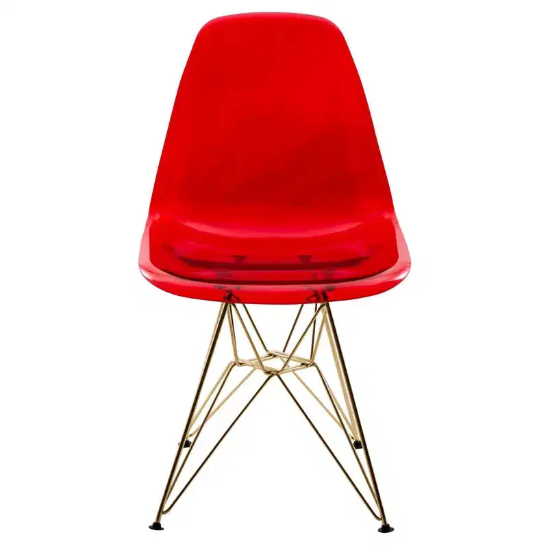 Ensemble de salle à manger 5 pièces LeisureMod avec table de salle à manger ronde de 35 po à piédestal en fer et 4 chaises d'appoint en plastique ABS avec base dorée