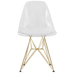 Ensemble de salle à manger 5 pièces LeisureMod avec table de salle à manger ronde de 35 po à piédestal en fer et 4 chaises d'appoint en plastique ABS avec base dorée