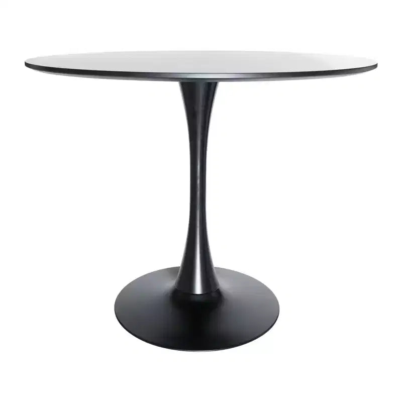 Ensemble de salle à manger 5 pièces LeisureMod avec table de salle à manger ronde de 35 po à piédestal en fer et 4 chaises d'appoint en plastique ABS avec base dorée