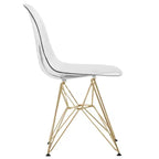 Ensemble de salle à manger 5 pièces LeisureMod avec table de salle à manger ronde de 35 po à piédestal en fer et 4 chaises d'appoint en plastique ABS avec base dorée