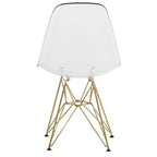 Ensemble de salle à manger 5 pièces LeisureMod avec table de salle à manger ronde de 35 po à piédestal en fer et 4 chaises d'appoint en plastique ABS avec base dorée