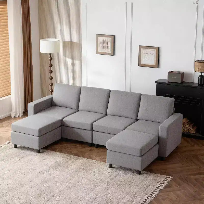 Canapé sectionnel modulaire EROMMY 6 pièces, canapés modulaires et canapés sectionnels avec rangement pour le salon