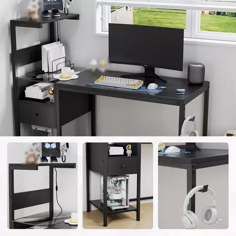 Étagères de rangement pour bureau d'ordinateur, Table d'étude et d'écriture, Poste de travail informatique pour bureau à domicile